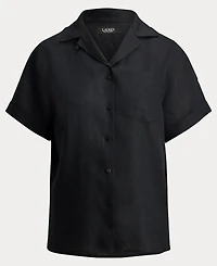 Lauren Ralph Women's Linen Short-Sleeve Camp Shirt