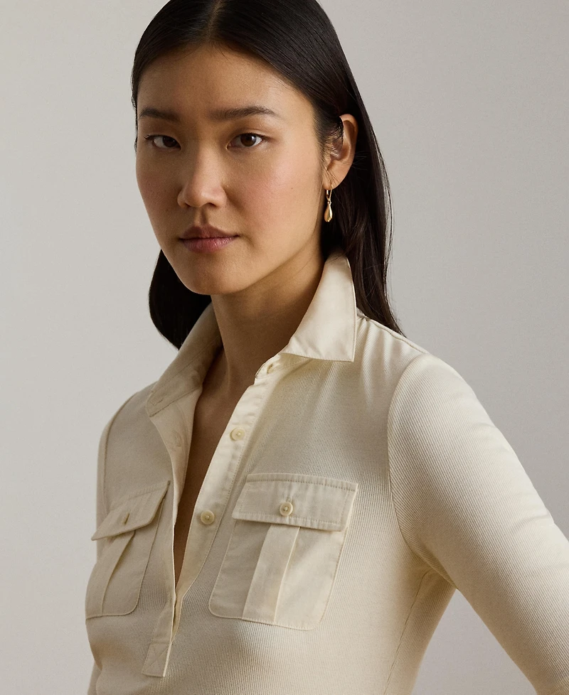 Lauren Ralph Lauren Women's Slim-Fit Short-Sleeve Collared Top