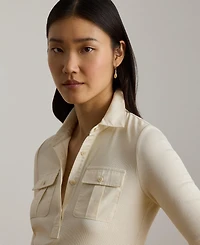 Lauren Ralph Lauren Women's Slim-Fit Short-Sleeve Collared Top
