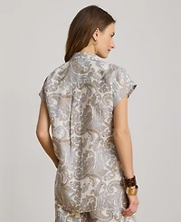 Lauren Ralph Women's Buttoned Placket Short-Sleeve Shirt