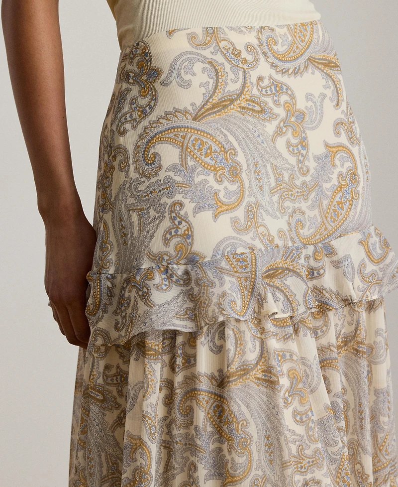 Lauren Ralph Women's Tiered A-Line Maxi Skirt