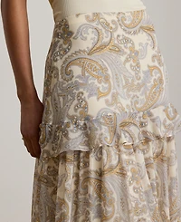 Lauren Ralph Women's Tiered A-Line Maxi Skirt