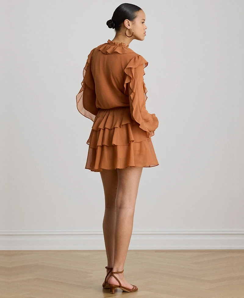 Lauren Ralph Women's Ruffle-Trim Tiered A-Line Dress