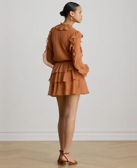 Lauren Ralph Women's Ruffle-Trim Tiered A-Line Dress