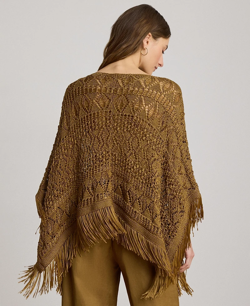 Lauren Ralph Lauren Women's Fringe-Trim Oversized Boat Neck Poncho