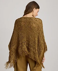 Lauren Ralph Lauren Women's Fringe-Trim Oversized Boat Neck Poncho
