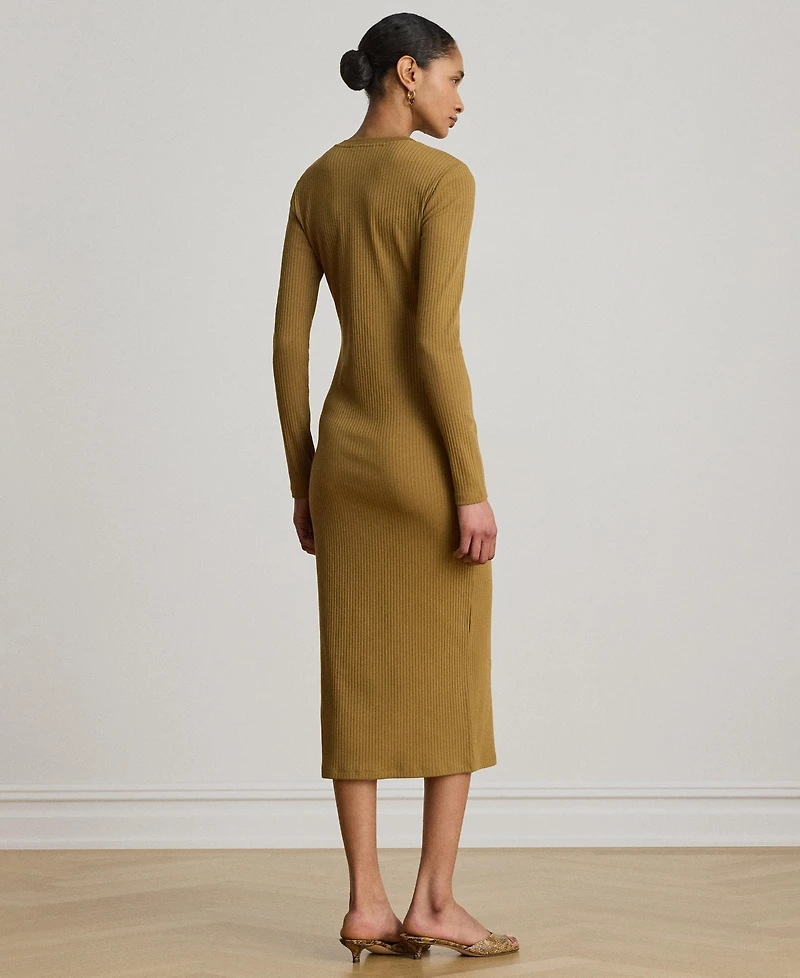 Lauren Ralph Women's Slim-Fit Henley Neck Midi Dress