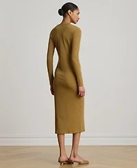 Lauren Ralph Women's Slim-Fit Henley Neck Midi Dress