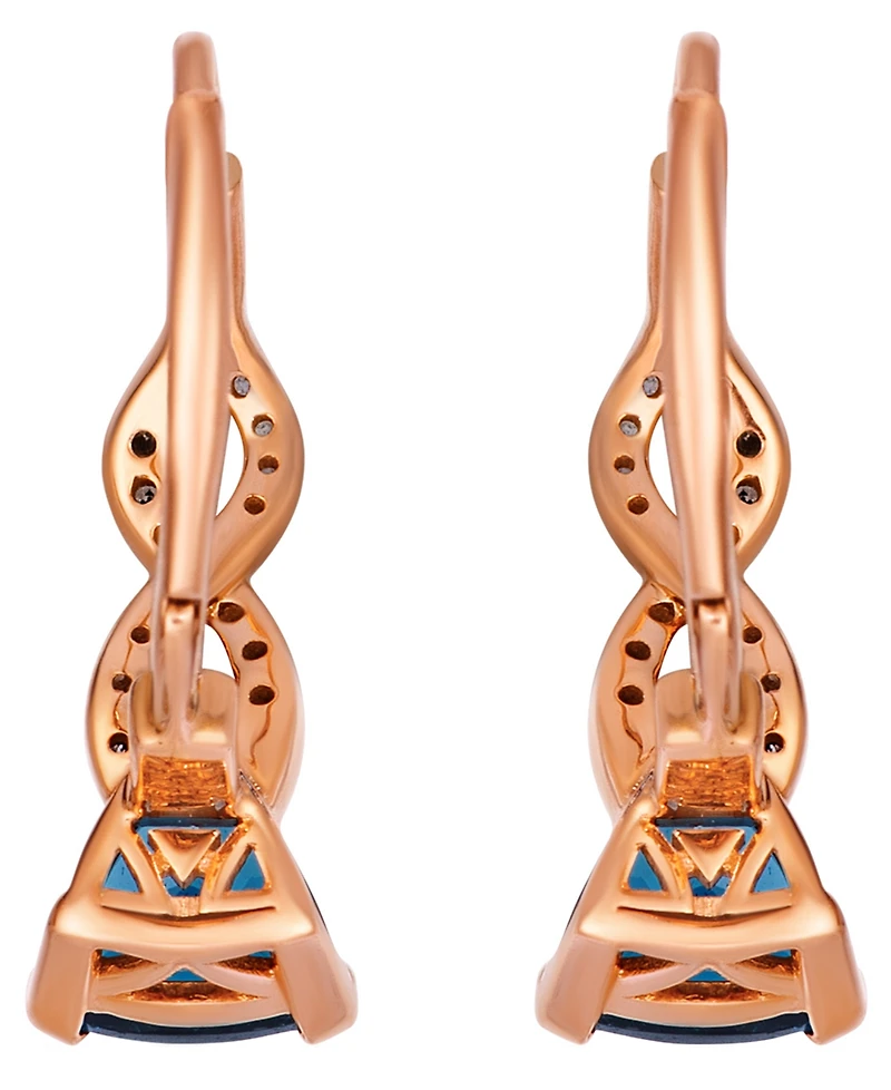 Le Vian London Blue Topaz, Chocolate Diamond (1/6 ct. t.w.) & Nude Diamond (1/10 ct. t.w.) Drop Earrings in 14k Strawberry Gold