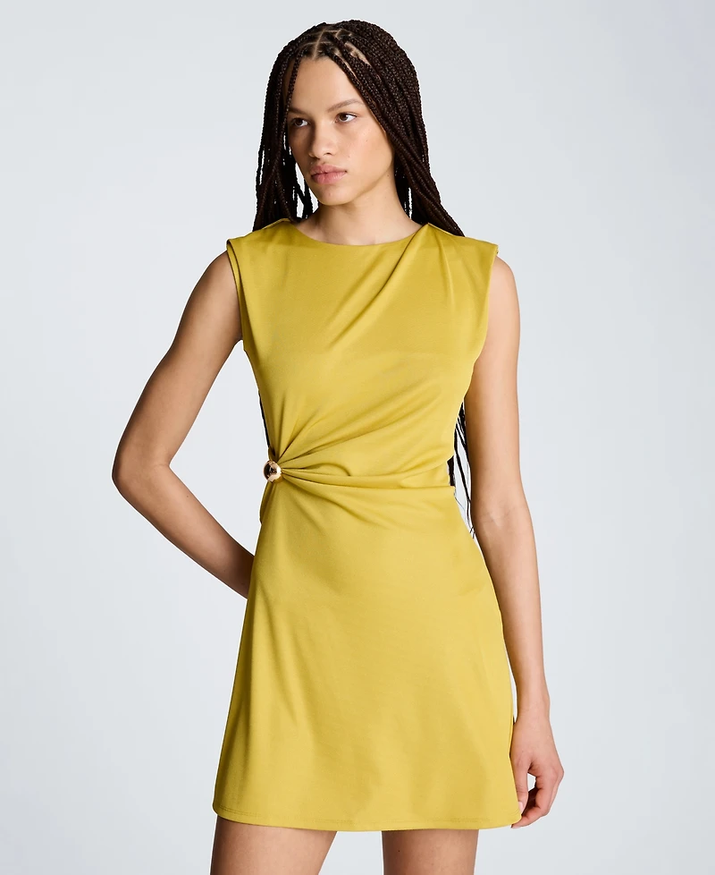 Kenneth Cole Women's Crewneck Waist Drape Mini Dress