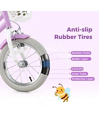Slickblue Kids Girls Bike with Doll Carrier Seat and Colorful Streamers