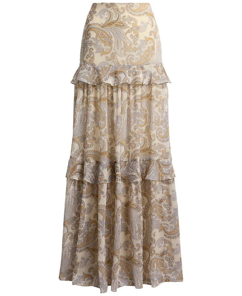 Lauren Ralph Petite Tiered A-Line Maxi Skirt