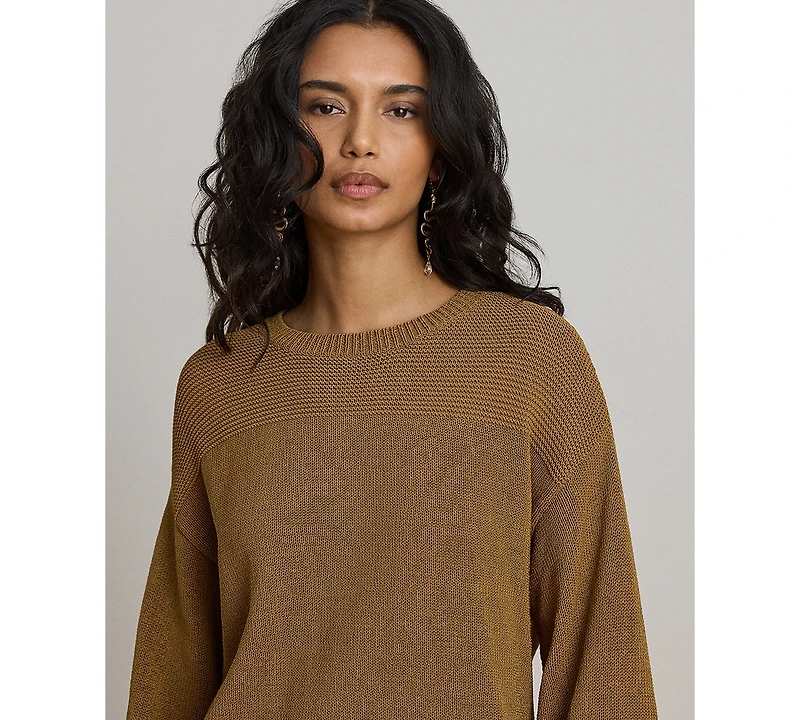 Lauren Ralph Petite Crewneck Drop-Shoulder Sweater