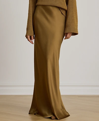 Lauren Ralph Petite Satin A-Line Maxi Skirt
