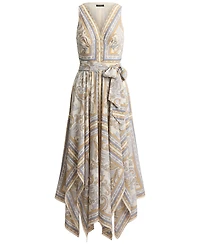 Lauren Ralph Lauren Petite V-Neck Handkerchief-Hem Dress