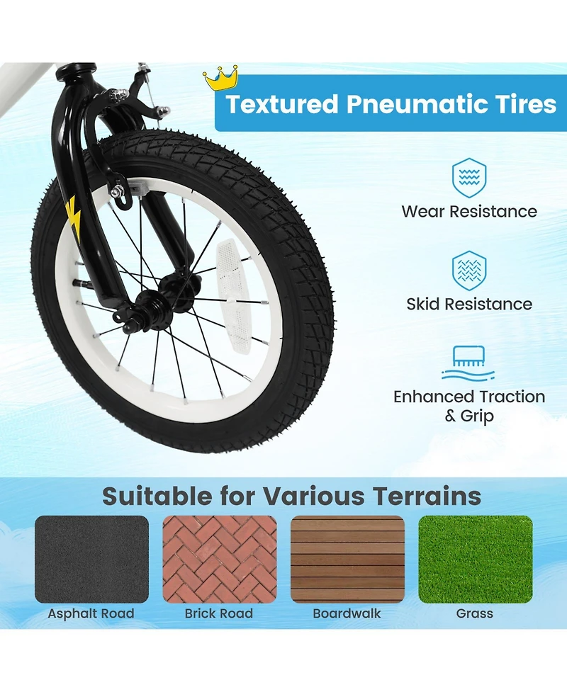 Slickblue Kids Ride On Bike with Training Wheels