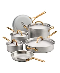 KitchenAid Stonewash Stainless Steel 5-Ply Clad 10-Piece Cookware Set