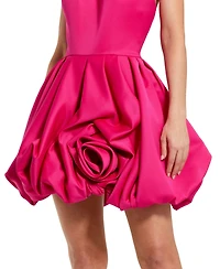 Women's Satin High Neck Sleeveless Bubble Hem Mini Dress