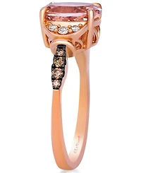 Le Vian Peach Morganite Oval Cut, Nude Diamond (1/10 ct. t.w.) & Chocolate Diamond (1/10 ct. t.w.) Ring in 14k Strawberry Gold