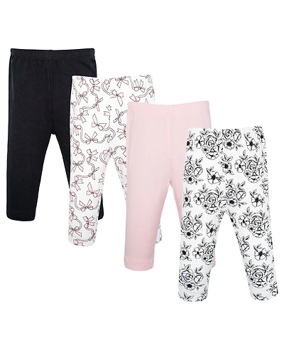 Hudson Baby Baby Girls Hudson Cotton Pants and Leggings, Black Toile Pink Bows