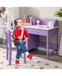 Slickblue Kids Wooden Desk and Chair Set with Storage Cabinet and Drawer