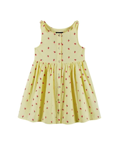 Andy & Evan Toddler Girls Strawberry Printed Button Front Dress