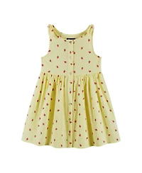 Andy & Evan Toddler Girls Strawberry Printed Button Front Dress