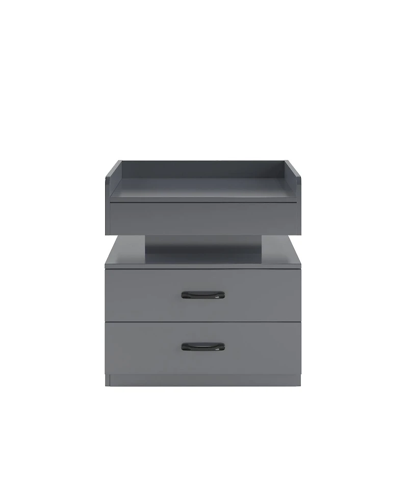 Streamdale Furniture Led Nightstand Drawers and Storage