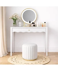Streamdale Furniture 35 inches Scalloped Vanity Desk with Drawer and Knob