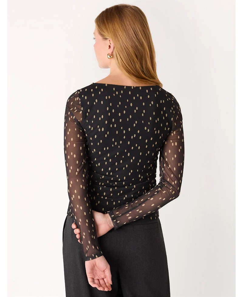 Whistles Women's Spot Print Mesh Jersey Top