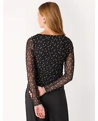 Whistles Women's Spot Print Mesh Jersey Top