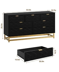 gaomon Dresser for Bedroom, 53.5" Wide Organizer, 7 Drawer with Metal Handle and Legs