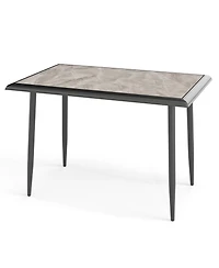 Slickblue Modern Rectangular Kitchen Table Sintered Stone Metal Frame
