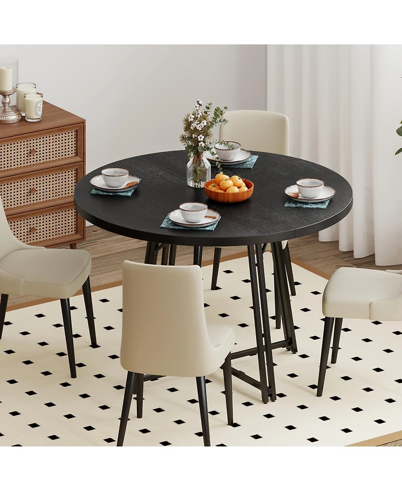 Slickblue Round Dining Table for 4-6 People with Cross Base