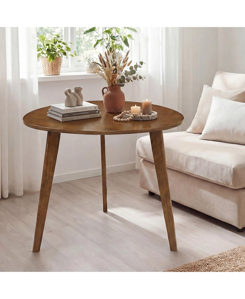 Slickblue Wooden Round Dining Table for 4 People with Farmhouse Style