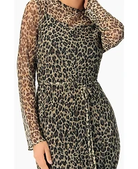 Ivonne Women's Long See-Though Animal Print Dress