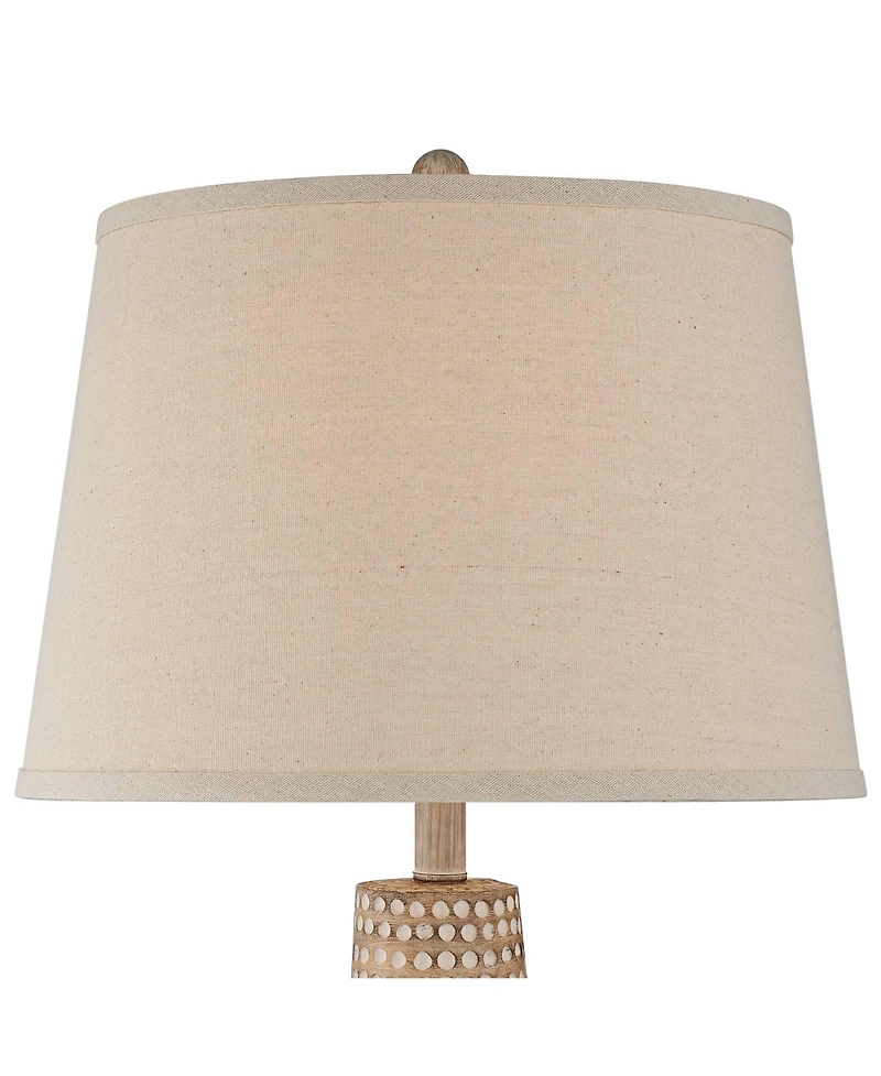 Regency Hill Glenn Rustic Farmhouse Table Lamps Set of 2 with Square Risers 28.5 Inches Tall Fabric Drum Shade for Bedroom