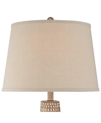 Regency Hill Glenn Rustic Farmhouse Table Lamps Set of 2 with Square Risers 28.5 Inches Tall Fabric Drum Shade for Bedroom