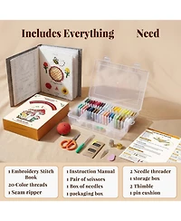 Gnuadz 20 colors Embroidery Kit Beginners Cross Stitch Guide Video Patterns Threads Gift