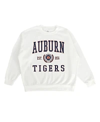 Gameday Couture Women's White Auburn Tigers Premium Fleece Drop Shoulder Oversized Pullover Sweatshirt