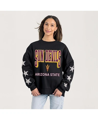 Gameday Couture Women's Black Arizona State Sun Devils Pure Victory Relaxed Rhinestone Pullover Sweatshirt