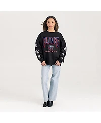 Gameday Couture Women's Black Liberty Flames Pure Victory Relaxed Rhinestone Pullover Sweatshirt