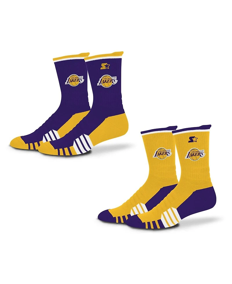 Starter Men's and Women's 2-Pack Purple/Gold Los Angeles Lakers Breakaway Crew Socks