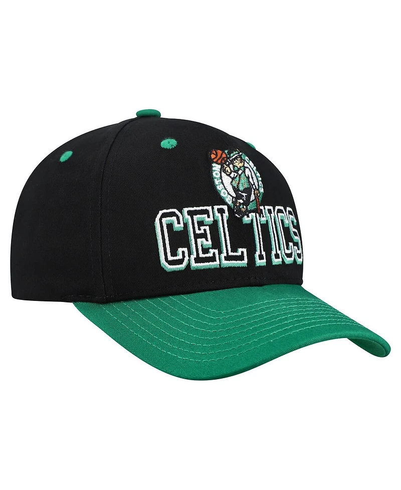 Mitchell & Ness Men's Black/Kelly Green Boston Celtics Backside Script 2-Tone Pro Crown Adjustable Hat