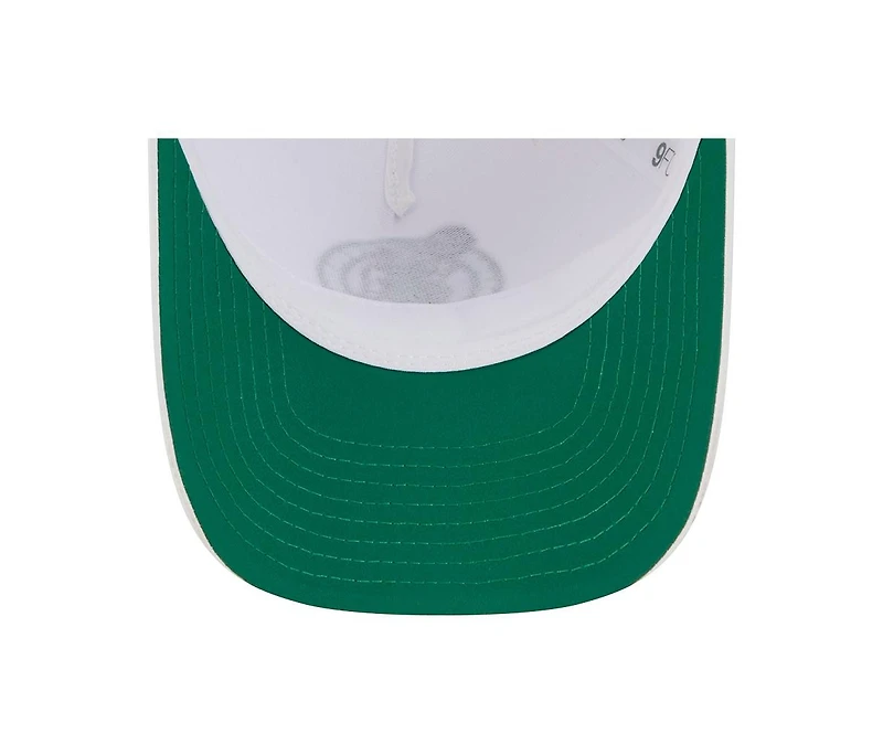 New Era Men's White Boston Celtics Featherweight Team Tape 9FORTY M-Crown A-Frame Adjustable Hat