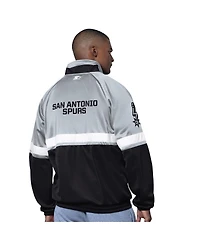 Starter Men's Black/White San Antonio Spurs The Veteran Tricot Track Raglan Full-Zip Jacket