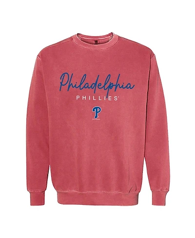 Soft As A Grape Women's Red Philadelphia Phillies Pigment Dye Crewneck Sweatshirt