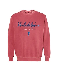 Soft As A Grape Women's Red Philadelphia Phillies Pigment Dye Crewneck Sweatshirt