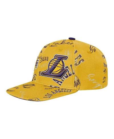 Outerstuff Big Boys and Girls Gold Los Angeles Lakers Street Hooper Allover Print Snapback Hat