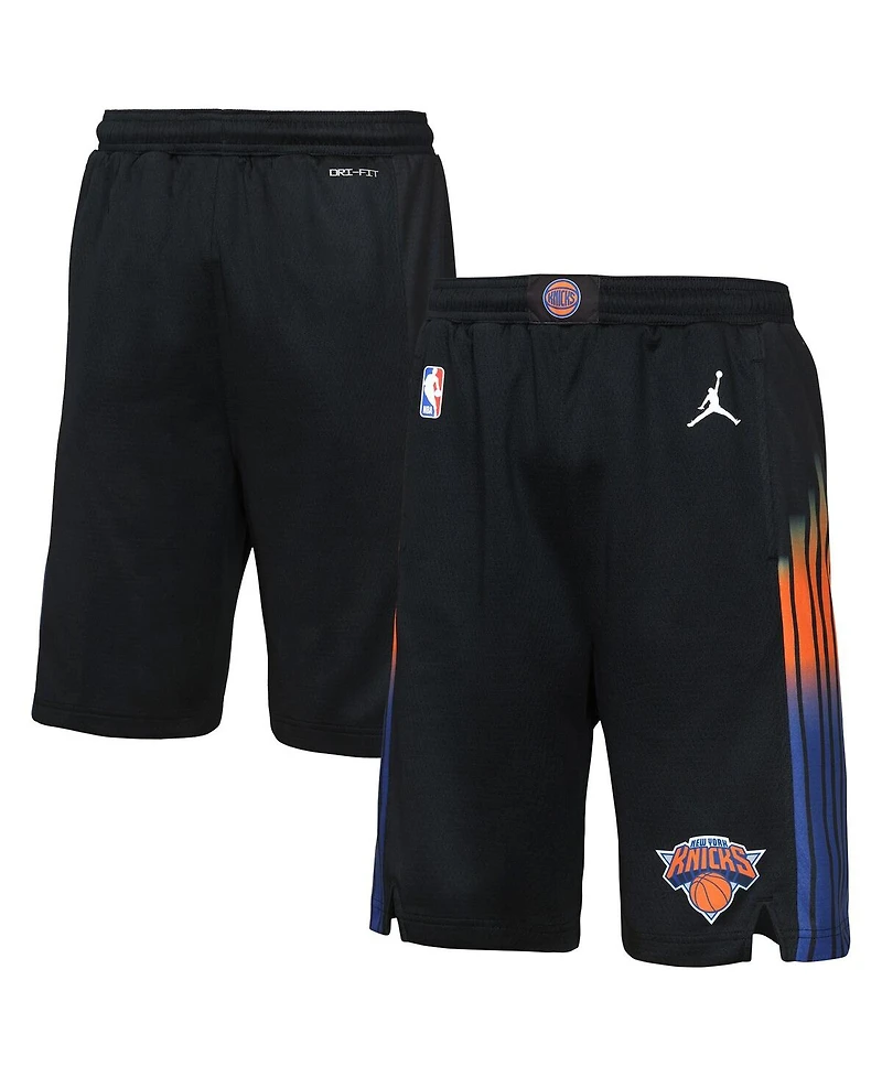 Jordan Big Boys and Girls Black New York Knicks Authentic Statement Edition Swingman Shorts